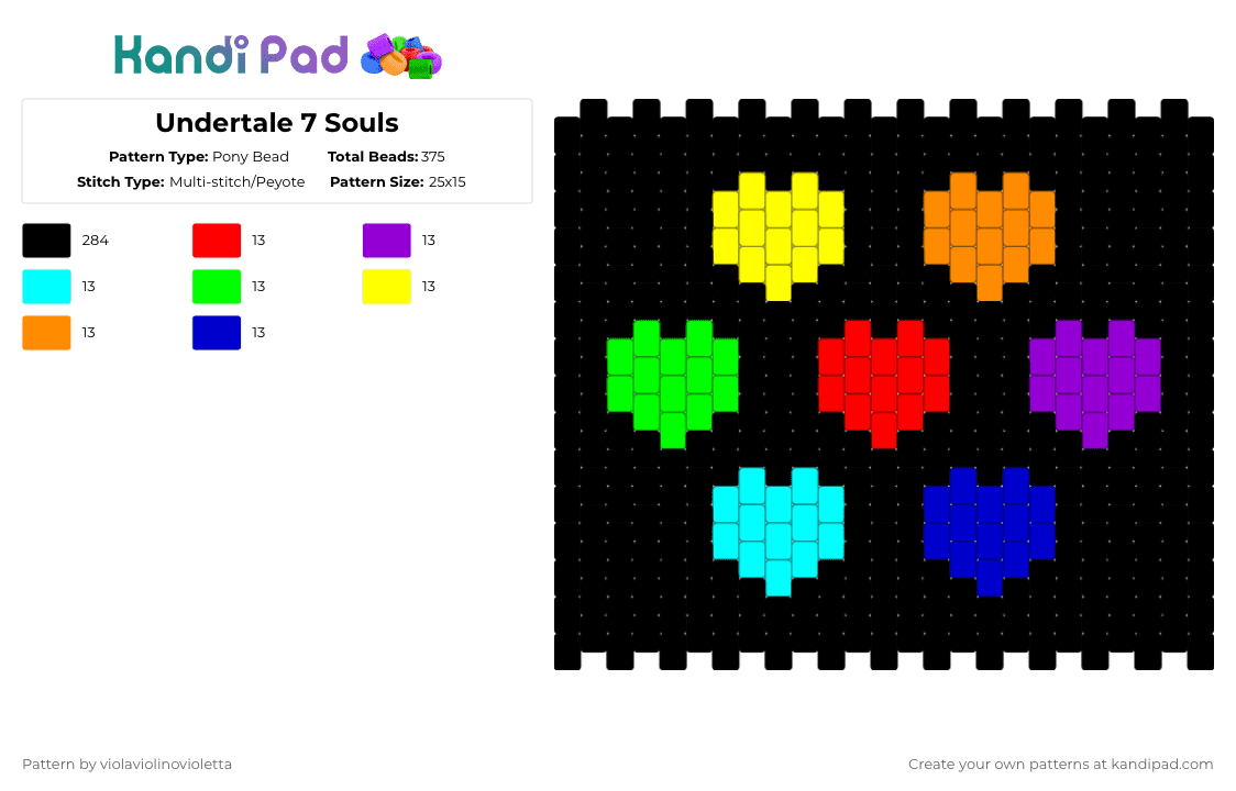 Undertale 7 Souls - Pony Bead Pattern by violaviolinovioletta on Kandi Pad - black,purple