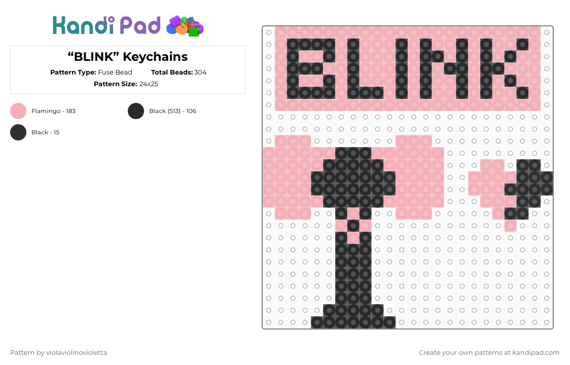 “BLINK” Keychains - Fuse Bead Pattern by violaviolinovioletta on Kandi Pad - black,beige