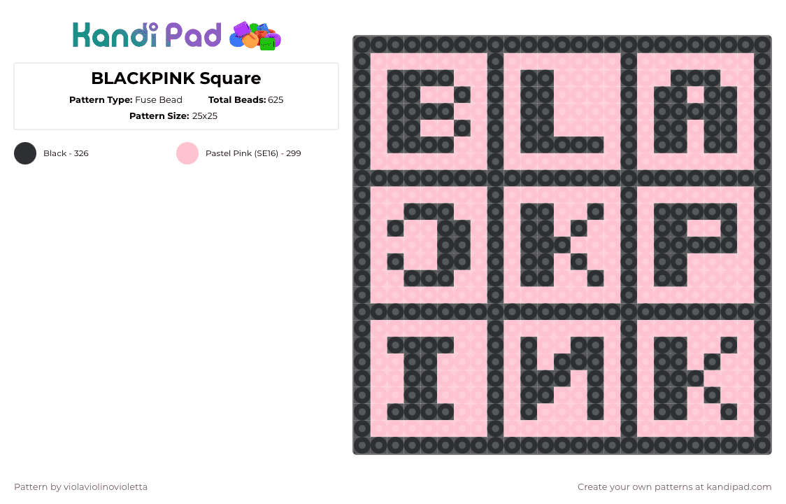 BLACKPINK Square - Fuse Bead Pattern by violaviolinovioletta on Kandi Pad - black,pink