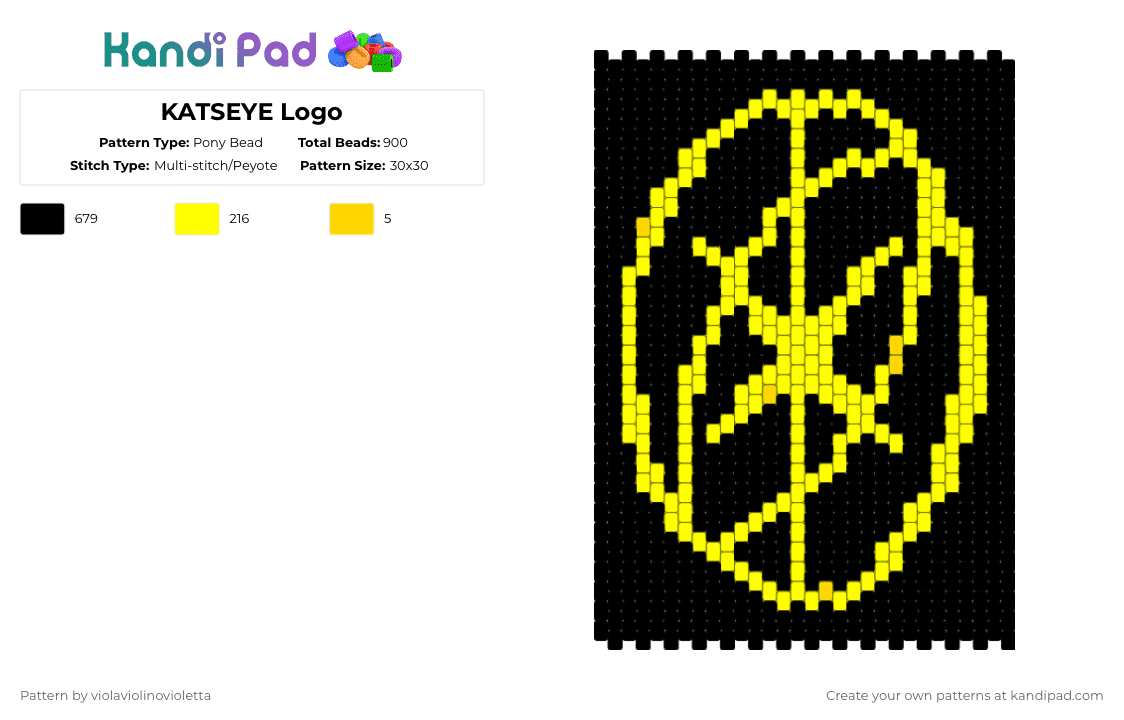 KATSEYE Logo - Pony Bead Pattern by violaviolinovioletta on Kandi Pad - black,katseye,kats,eye,logo,katseye logo,yellow,yoonchae