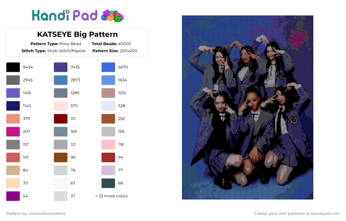 KATSEYE Big Pattern - Pony Bead Pattern by violaviolinovioletta on Kandi Pad - katseye,big,pattern,big pattern,katseye photo,dream academy,dream academy katseye,katseye big pattern