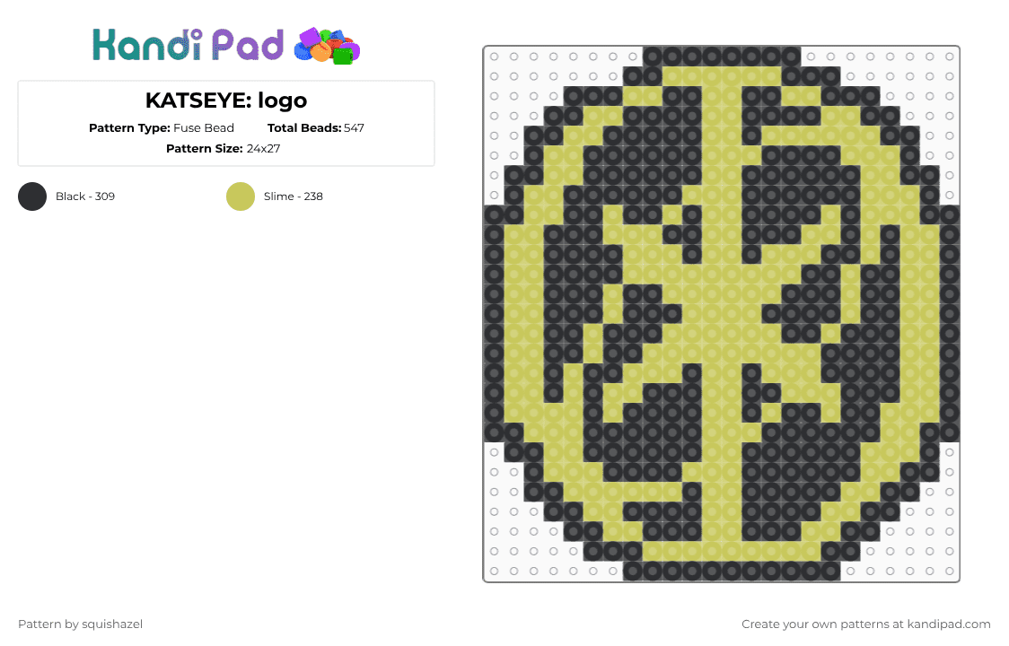 KATSEYE: logo - Fuse Bead Pattern by squishazel on Kandi Pad - black,green