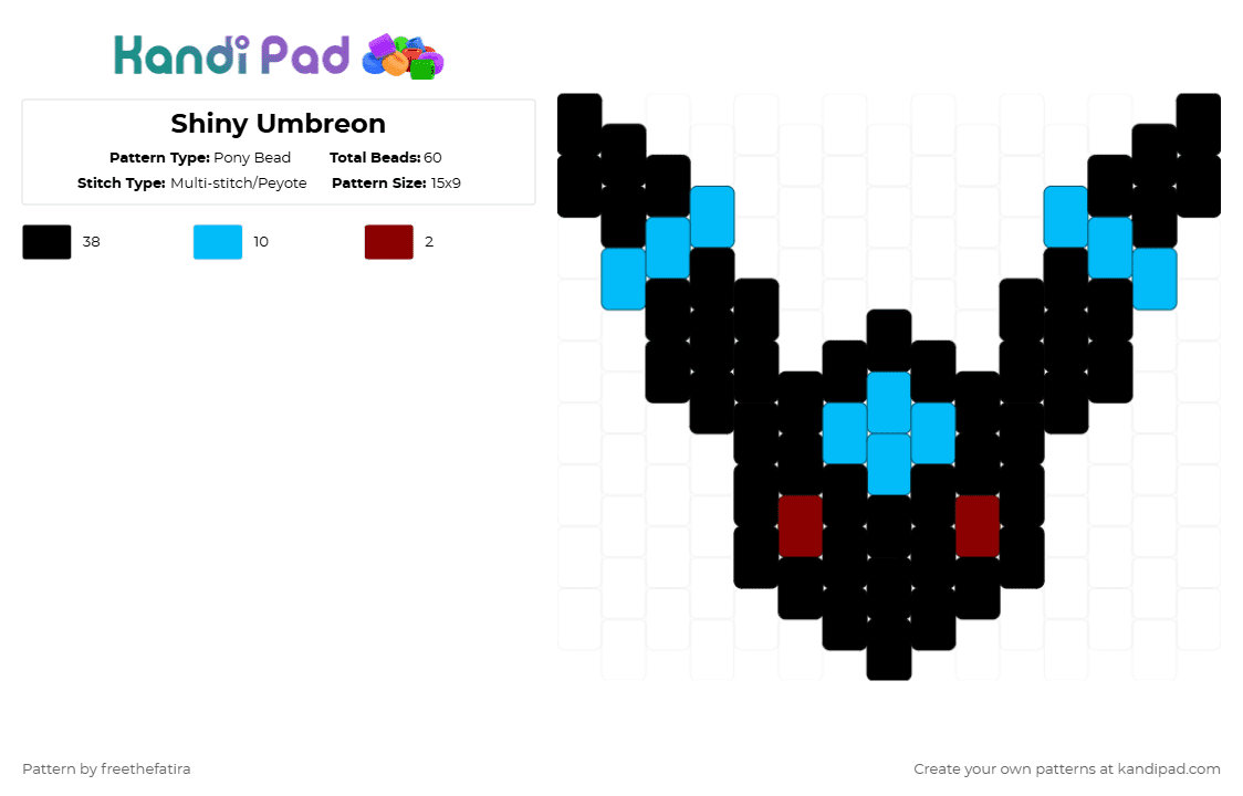 Shiny Umbreon - Pony Bead Pattern by freethefatira on Kandi Pad - black,light blue
