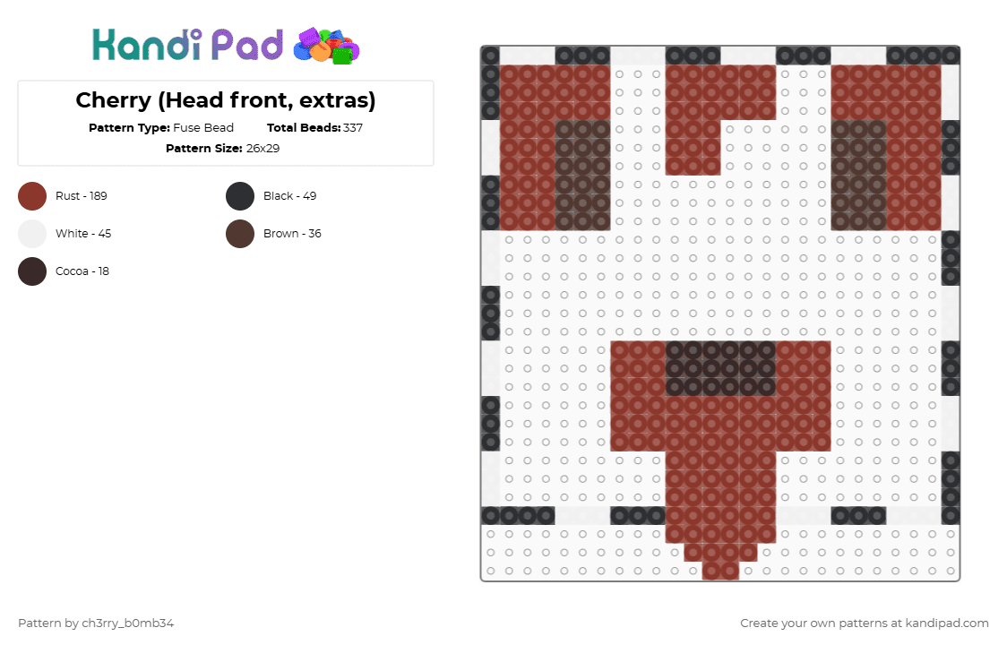 Cherry (Head front, extras) - Fuse Bead Pattern by ch3rry_b0mb34 on Kandi Pad - red
