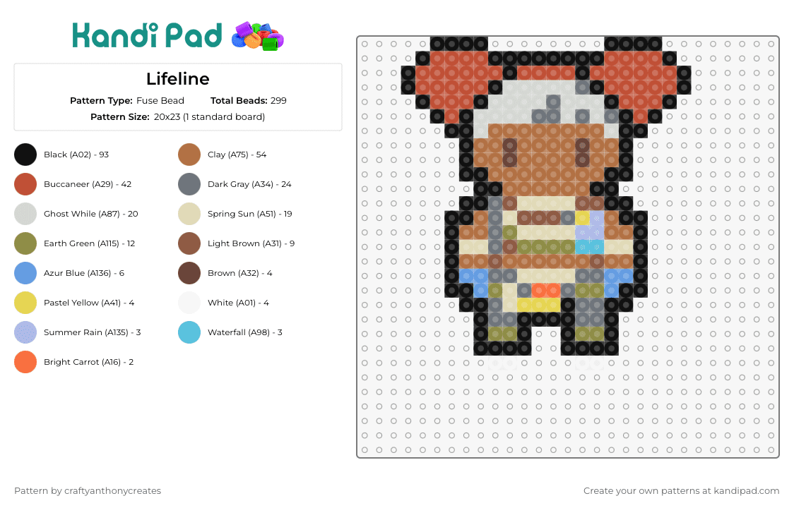 Lifeline - Fuse Bead Pattern by craftyanthonycreates on Kandi Pad - lifeline,apex legends,video games,combat medic,tribute,lively mix,charming,red,brown,blue,white,tan