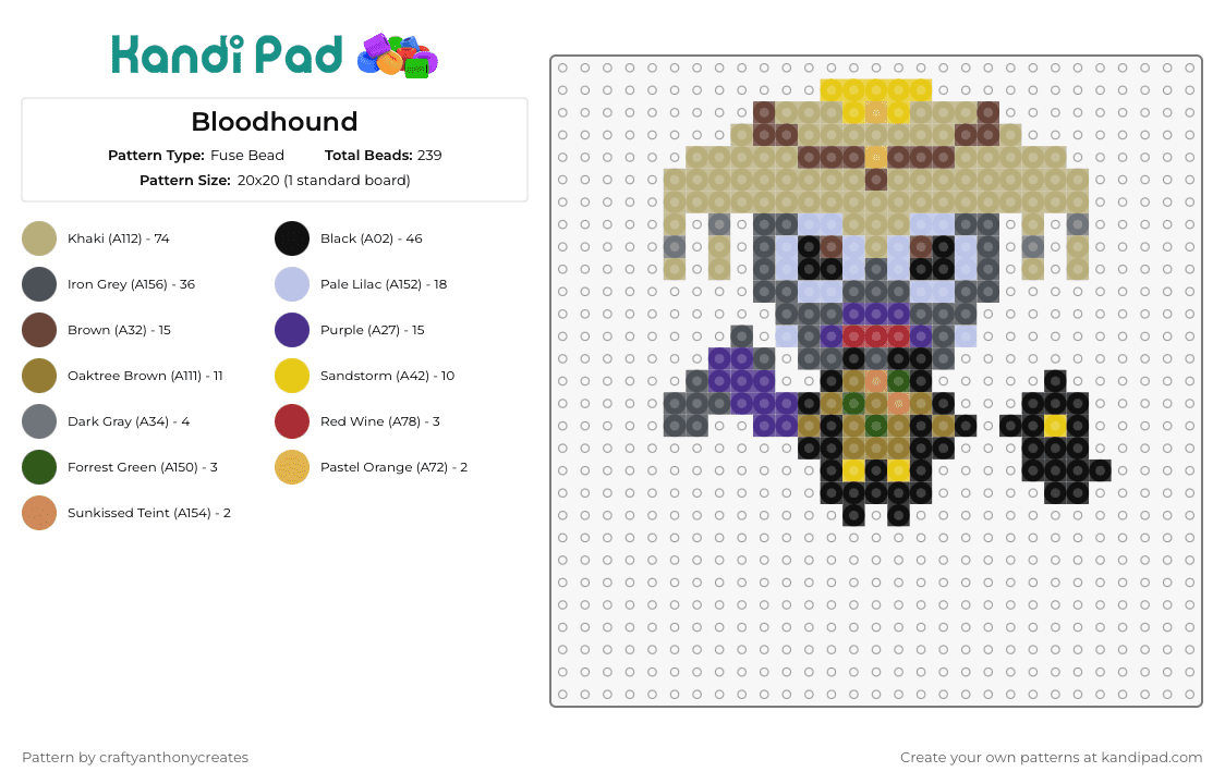 Bloodhound - Fuse Bead Pattern by craftyanthonycreates on Kandi Pad - bloodhound,apex legends,video games,character,costume,helmet,tactical,reconnaissance,black,gray,brown,gold,purple