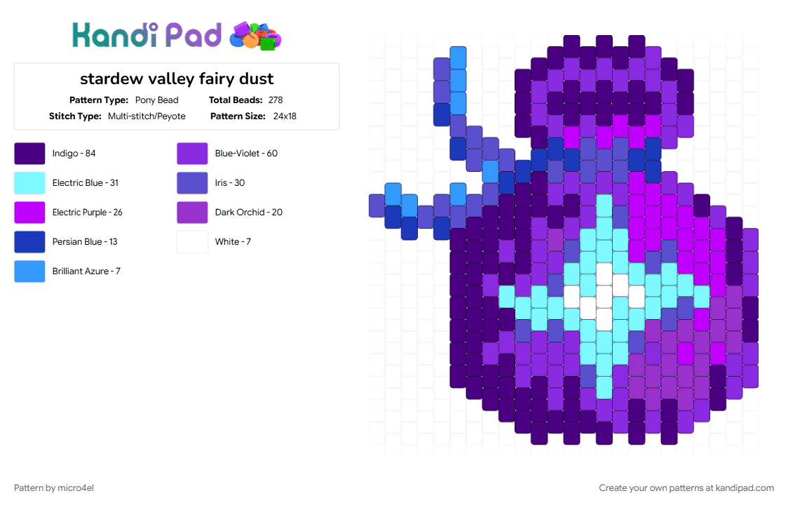 stardew valley fairy dust - Pony Bead Pattern by micro4el on Kandi Pad - cotdsaturation, purple