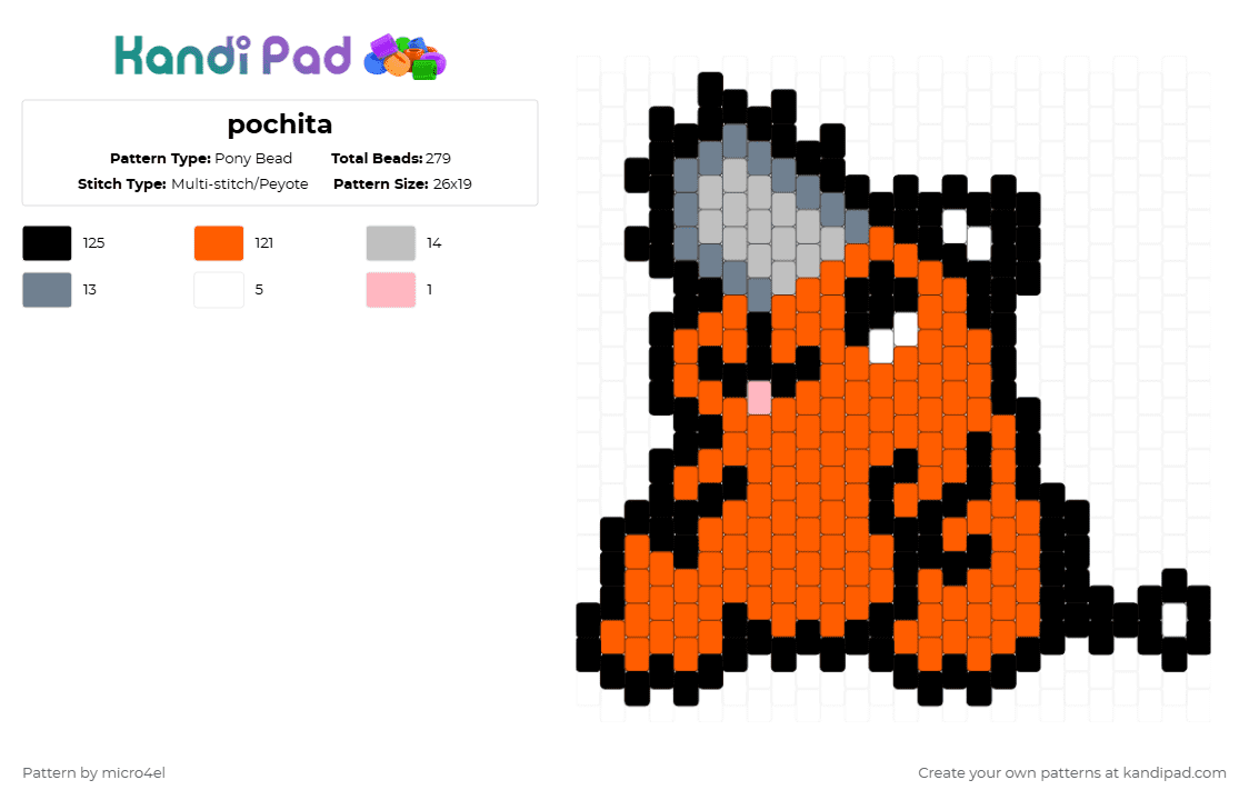 pochita - Pony Bead Pattern by micro4el on Kandi Pad - orange