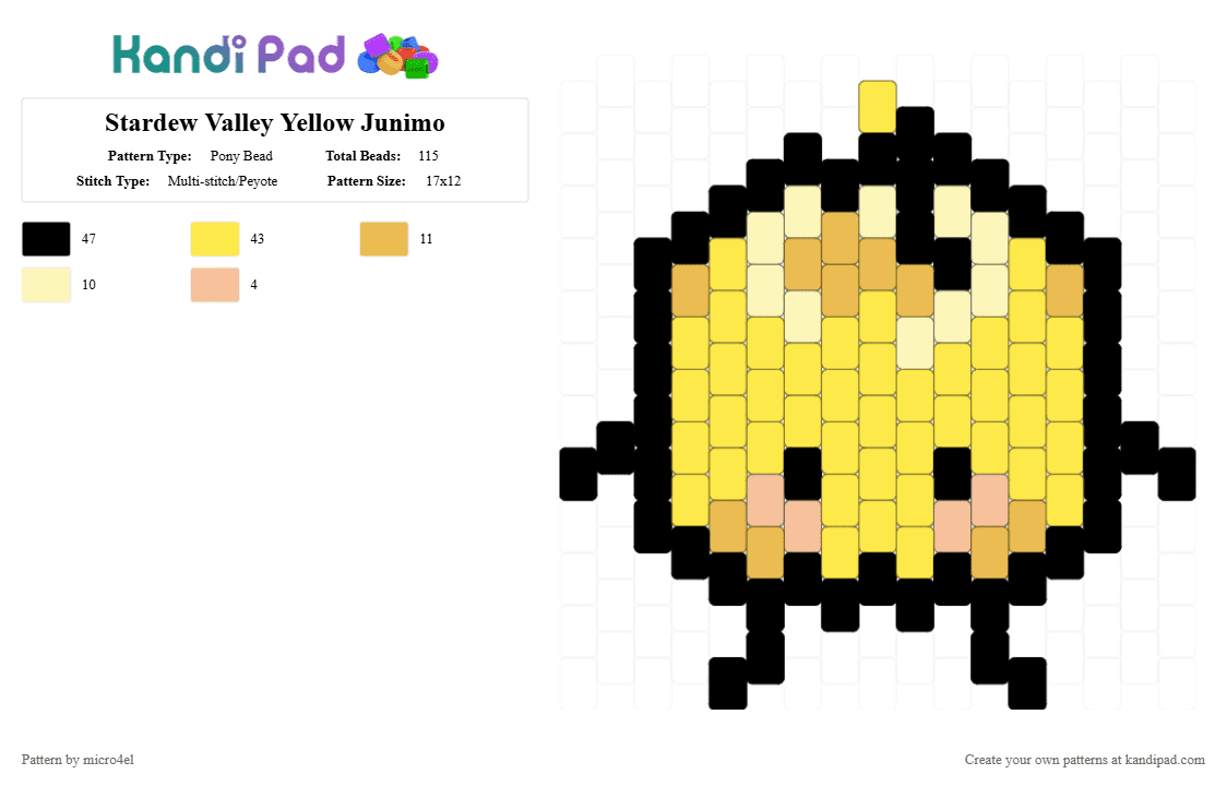 Stardew Valley Yellow Junimo - Pony Bead Pattern by micro4el on Kandi Pad - yellow,stardew valley,apple,junimo