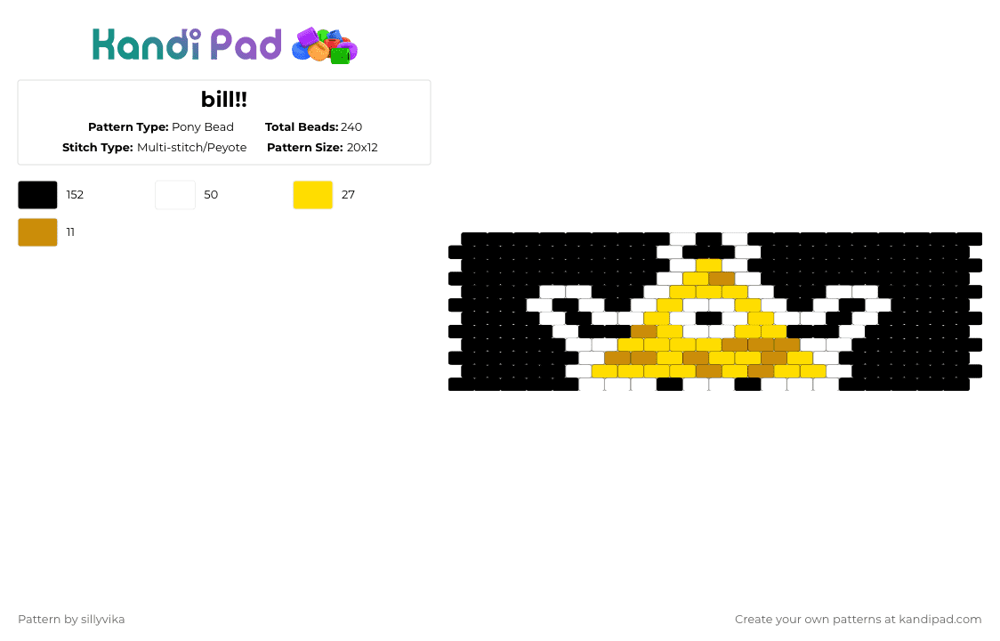 bill!! - Pony Bead Pattern by sillyvika on Kandi Pad - black,yellow,orange,gravity falls,bill cypher,bill cipher,cuff,bill,triangle,cool,kandi