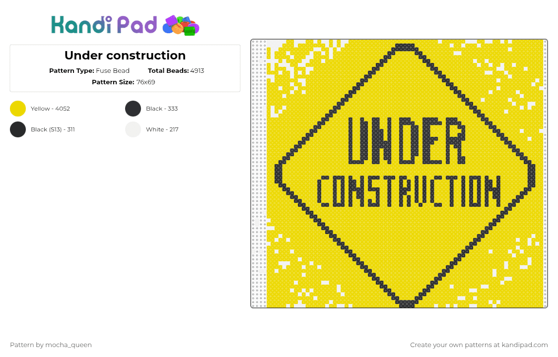 Bead Construction Pattern Under construction Fuse Bead Pattern - Kandi Pad | Kandi Patterns, Fuse ...