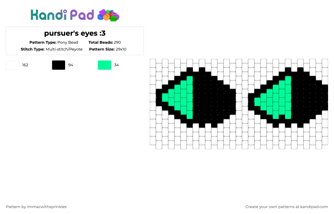 pursuer\'s eyes peyote/multi stitch :D - Pony Bead Pattern by immacwithsprinkles on Kandi Pad - white,pursuer,die of death,dod,dieofdeath,eyes,character,forsaken,peyote