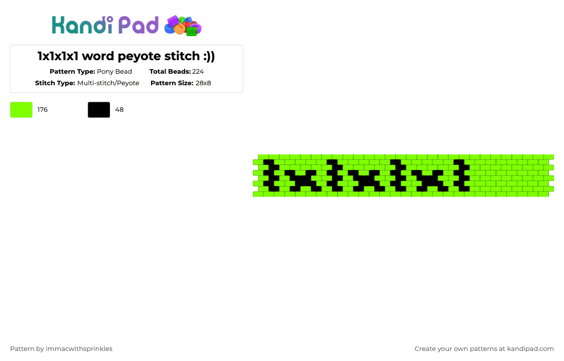 1x1x1x1 word peyote stitch :P - Pony Bead Pattern by immacwithsprinkles on Kandi Pad - forsaken,1x1,1x,1x1x1x1,1x4,green,word,peyote