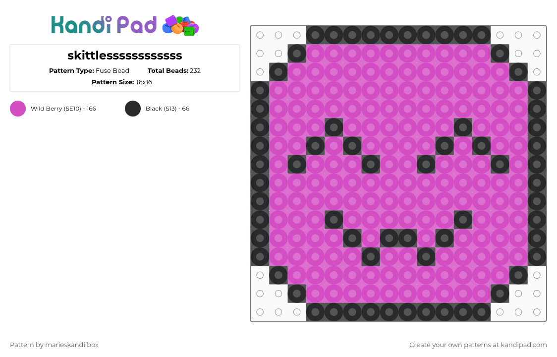 skittlessssssssssss - Fuse Bead Pattern by marieskandiibox on Kandi Pad - black,pink