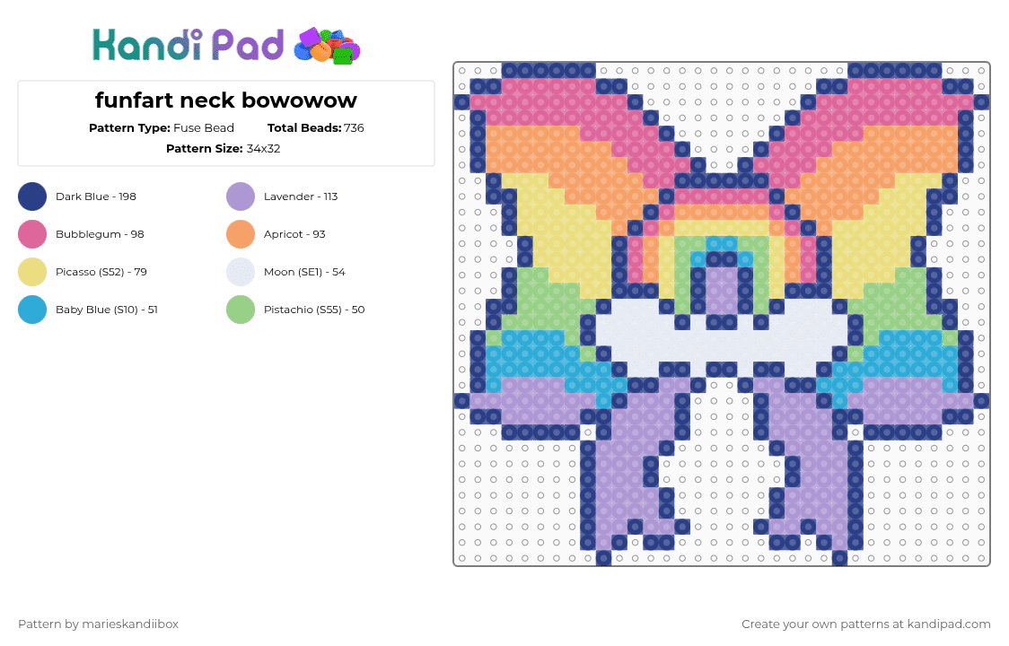 funfart neck bowowow - Fuse Bead Pattern by marieskandiibox on Kandi Pad - blue,pink