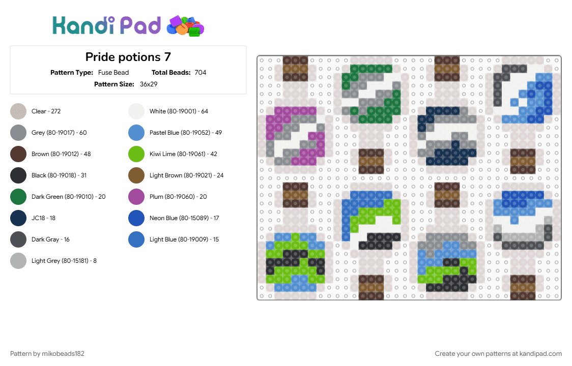 Pride potions 7 - Fuse Bead Pattern by mikobeads182 on Kandi Pad - ace spectrum, beige, gray, lgbtq, microlabels, minecraft, pride
