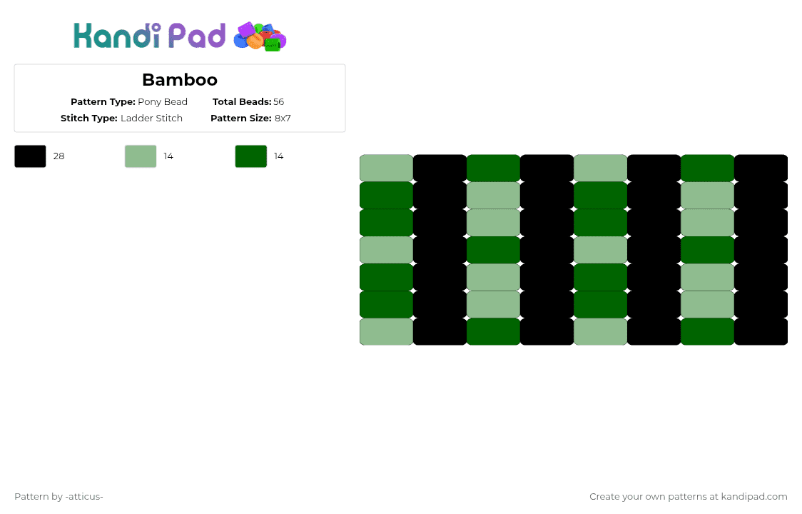 Bamboo Pony Bead Pattern - Kandi Pad | Kandi Patterns, Fuse Bead ...