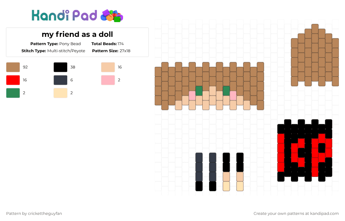 my friend as a doll - Pony Bead Pattern by deleted_user_967936 on Kandi Pad - tan,silly,doll,cute,friend,gift