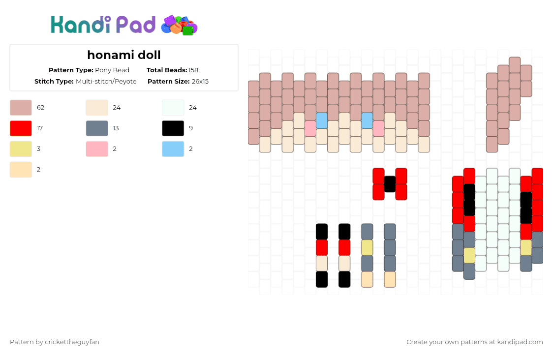 honami doll - Pony Bead Pattern by deleted_user_967936 on Kandi Pad - beige,red,pjsk,doll,cute,silly,leoneed,honami