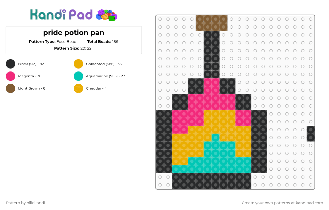 pride potion pan - Fuse Bead Pattern by olliekandi on Kandi Pad - orange, pink, teal