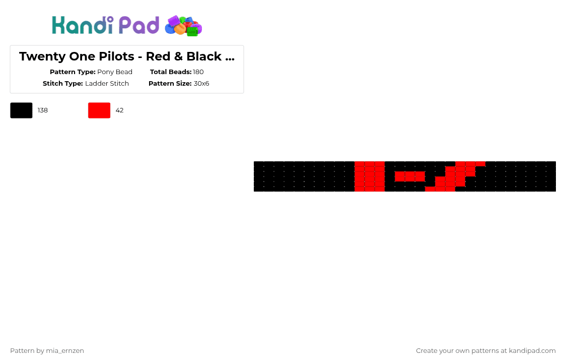 Twenty One Pilots - Red & Black - Ladder - Pony Bead Pattern by mia_ernzen on Kandi Pad - black