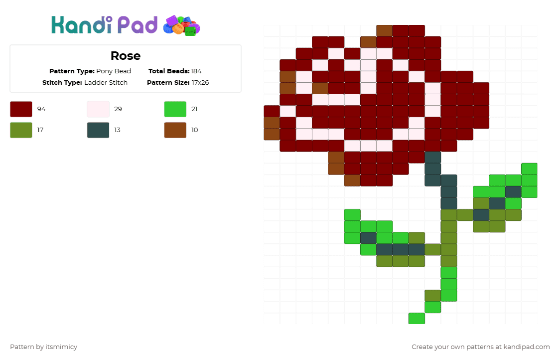 Rose - Pony Bead Pattern by itsmimicy on Kandi Pad - green,brown