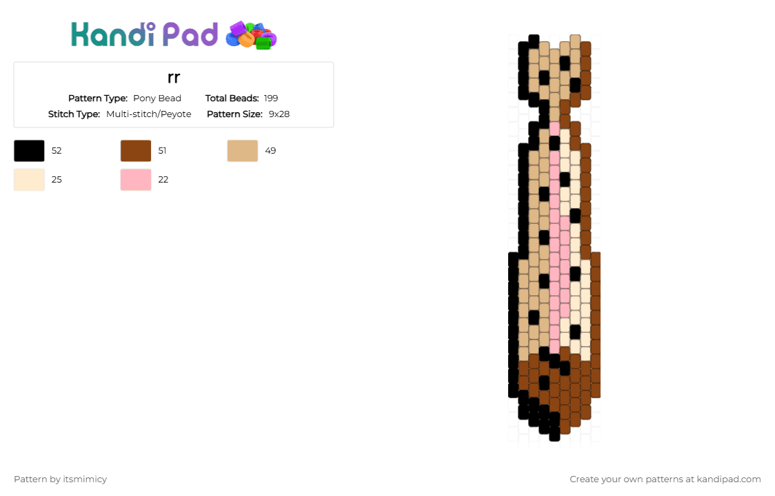 rr - Pony Bead Pattern by itsmimicy on Kandi Pad - beige,red