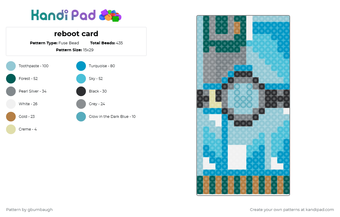 reboot card - Fuse Bead Pattern by gbumbaugh on Kandi Pad - gray, light blue