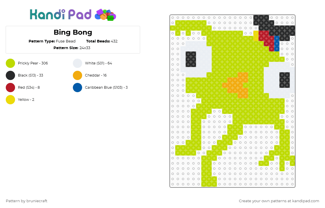 Bing Bong Fuse Bead Pattern - Kandi Pad | Kandi Patterns, Fuse Bead ...
