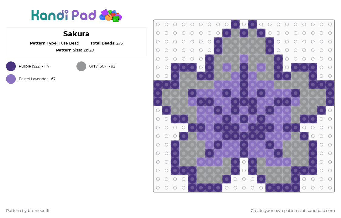 Sakura - Fuse Bead Pattern by bruniecraft on Kandi Pad - purple,gray