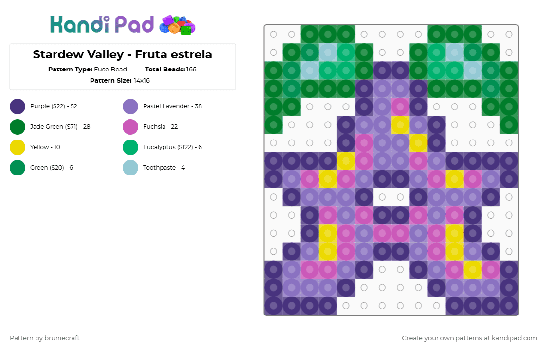 Stardew Valley - Fruta estrela - Fuse Bead Pattern by bruniecraft on Kandi Pad - purple,blue,green