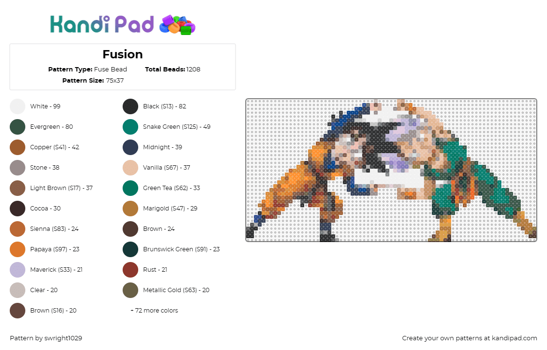 Fusion - Fuse Bead Pattern by swright1029 on Kandi Pad - dragon ball z,goku,fusion,anime,action,energy