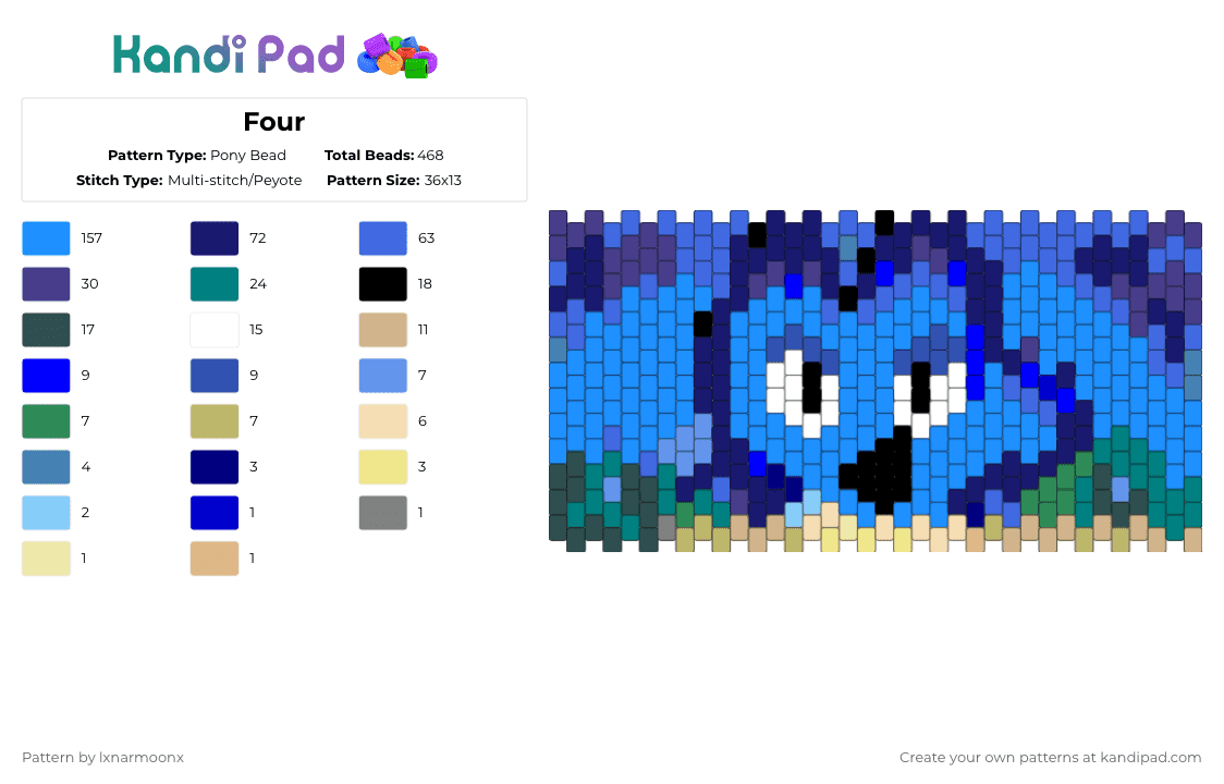 Four Pony Bead Pattern - Kandi Pad | Kandi Patterns, Fuse Bead Patterns ...