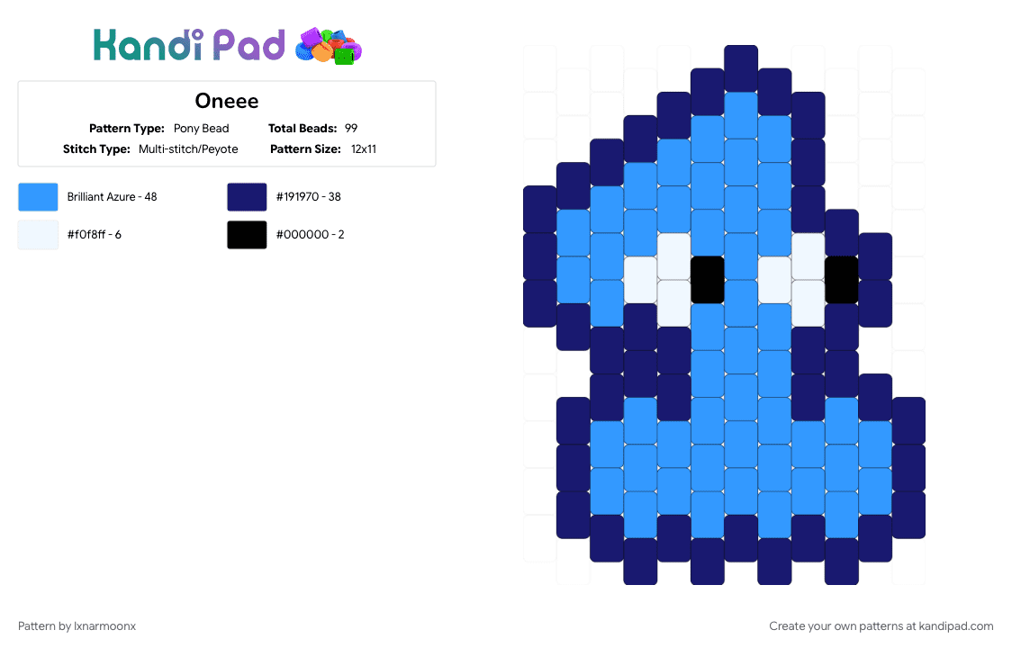 Oneee - Pony Bead Pattern by lxnarmoonx on Kandi Pad - light blue, purple