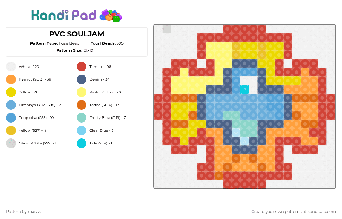 PVC SOULJAM - Fuse Bead Pattern by marzzz on Kandi Pad - red,orange