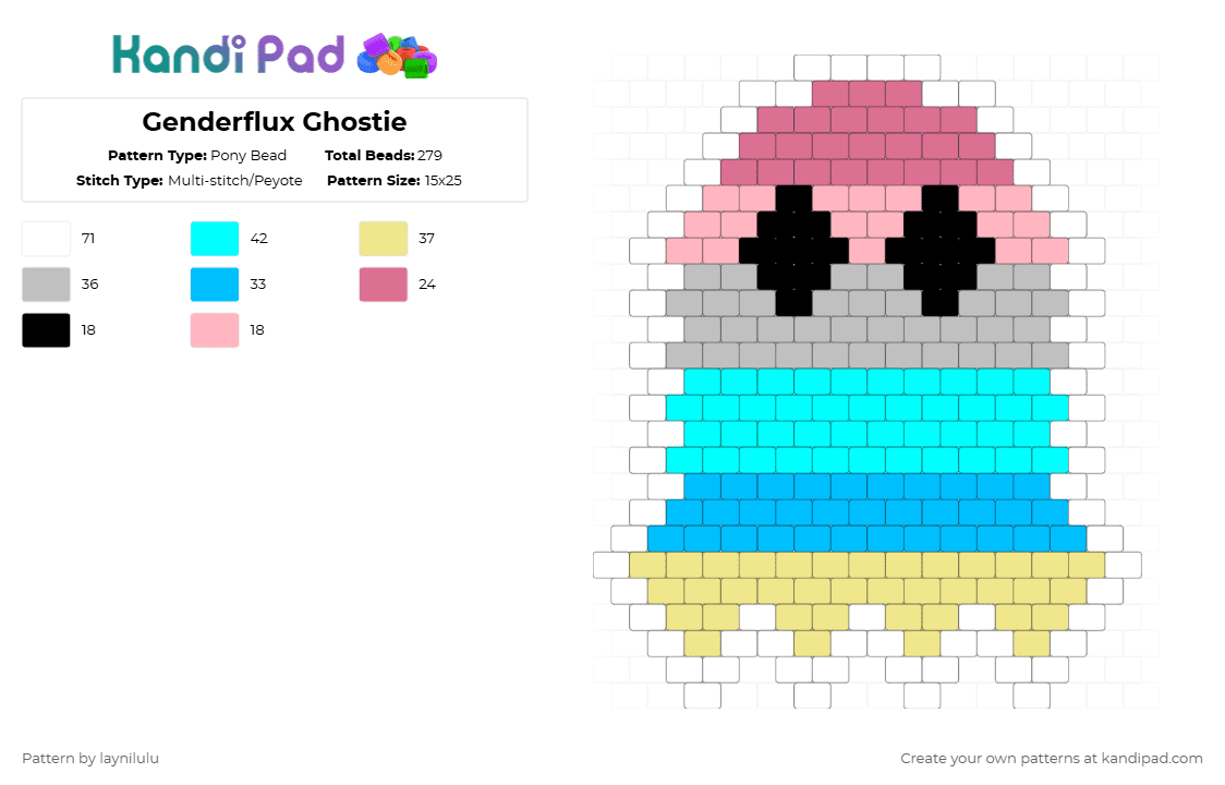 Genderflux Ghostie - Pony Bead Pattern by laynilulu on Kandi Pad - light blue