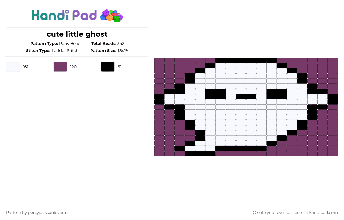 cute little ghost - Pony Bead Pattern by animals_are_better_than_people on Kandi Pad - white,pink,spooky,halloween,cute