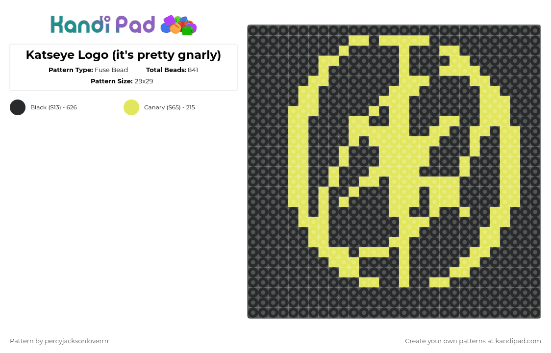 Katseye Logo (it\'s pretty gnarly) - Fuse Bead Pattern by animals_are_better_than_people on Kandi Pad - black