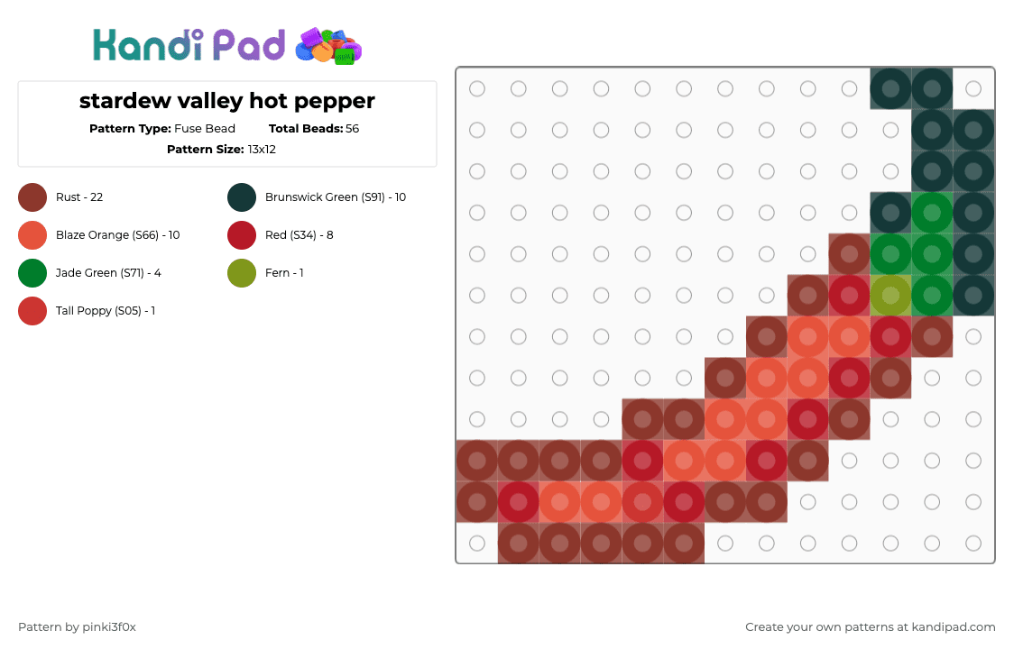 stardew valley hot pepper - Fuse Bead Pattern by pinki3f0x on Kandi Pad - red