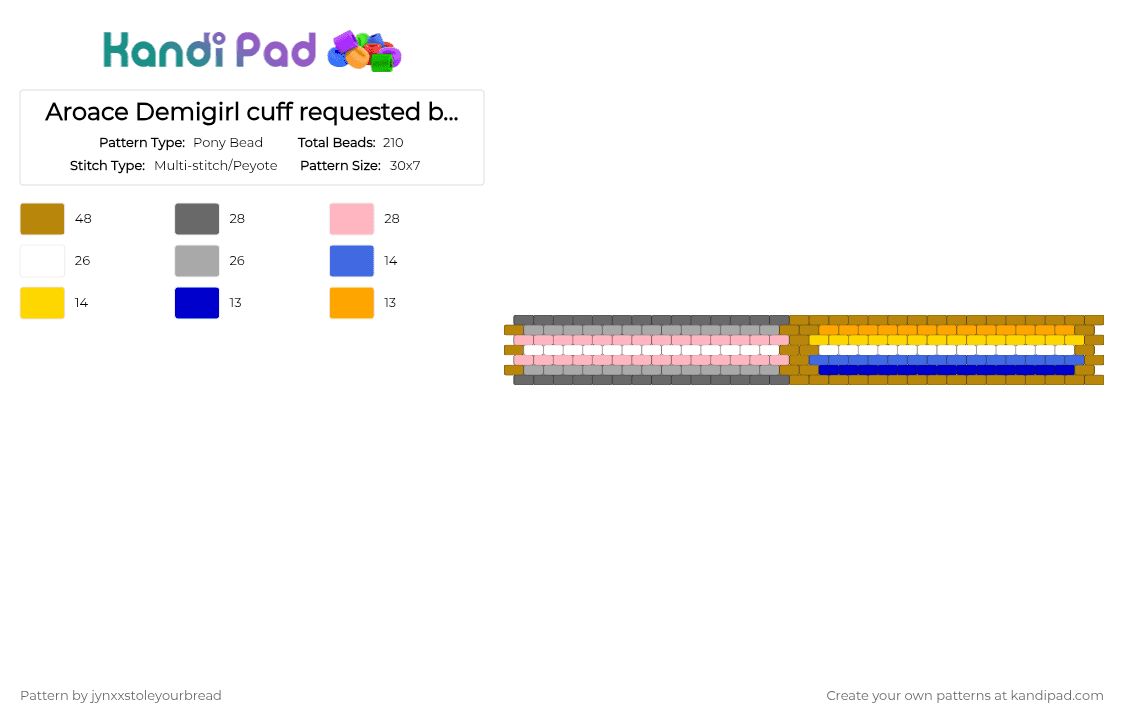 Aroace Demigirl cuff requested by @cookie_lover20985offical | Read desc - Pony Bead Pattern by jynxxstoleyourbread on Kandi Pad - 