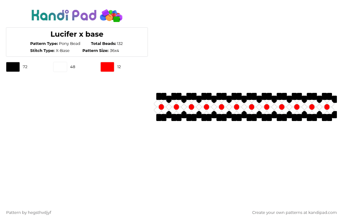 Lucifer x base - Pony Bead Pattern by hegsthvdjyf on Kandi Pad - white,hazbin,hazbin hotel,helluva boss,helluva,lucifer,hh,hb,x base