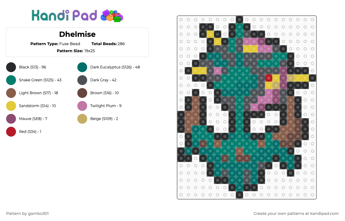 Dhelmise - Fuse Bead Pattern by gambo301 on Kandi Pad - gray,teal