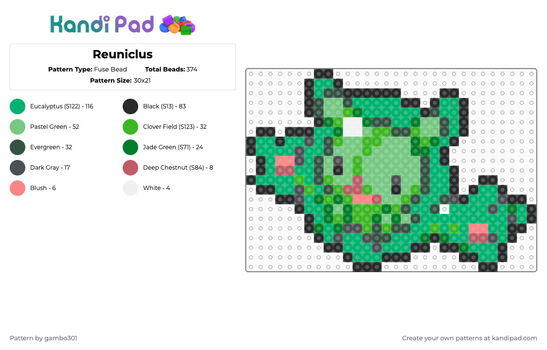 Reuniclus - Fuse Bead Pattern by gambo301 on Kandi Pad - green
