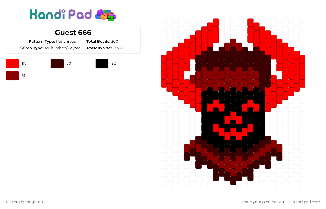 Guest 666 Pony Bead Pattern - Kandi Pad | Kandi Patterns, Fuse Bead ...