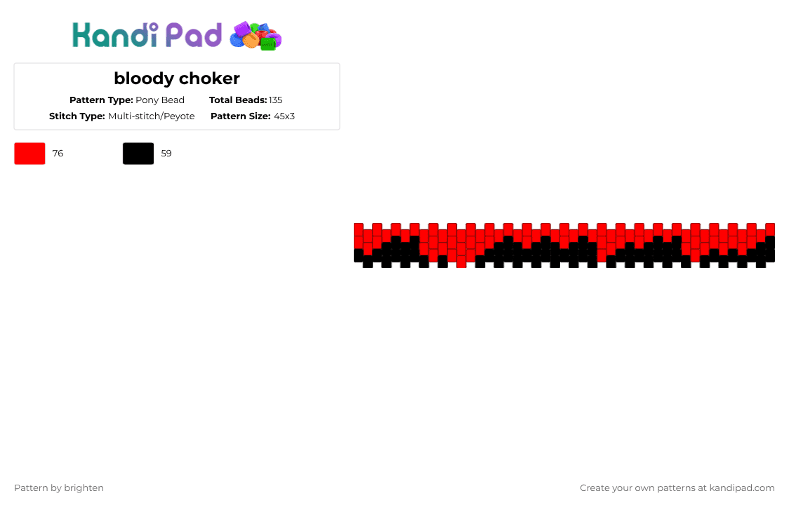 bloody choker - Pony Bead Pattern by brighten on Kandi Pad - red,black,choker