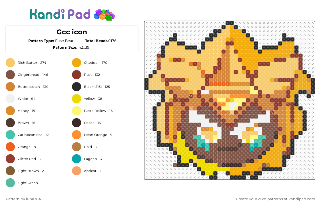 Gcc icon Fuse Bead Pattern - Kandi Pad | Kandi Patterns, Fuse Bead ...