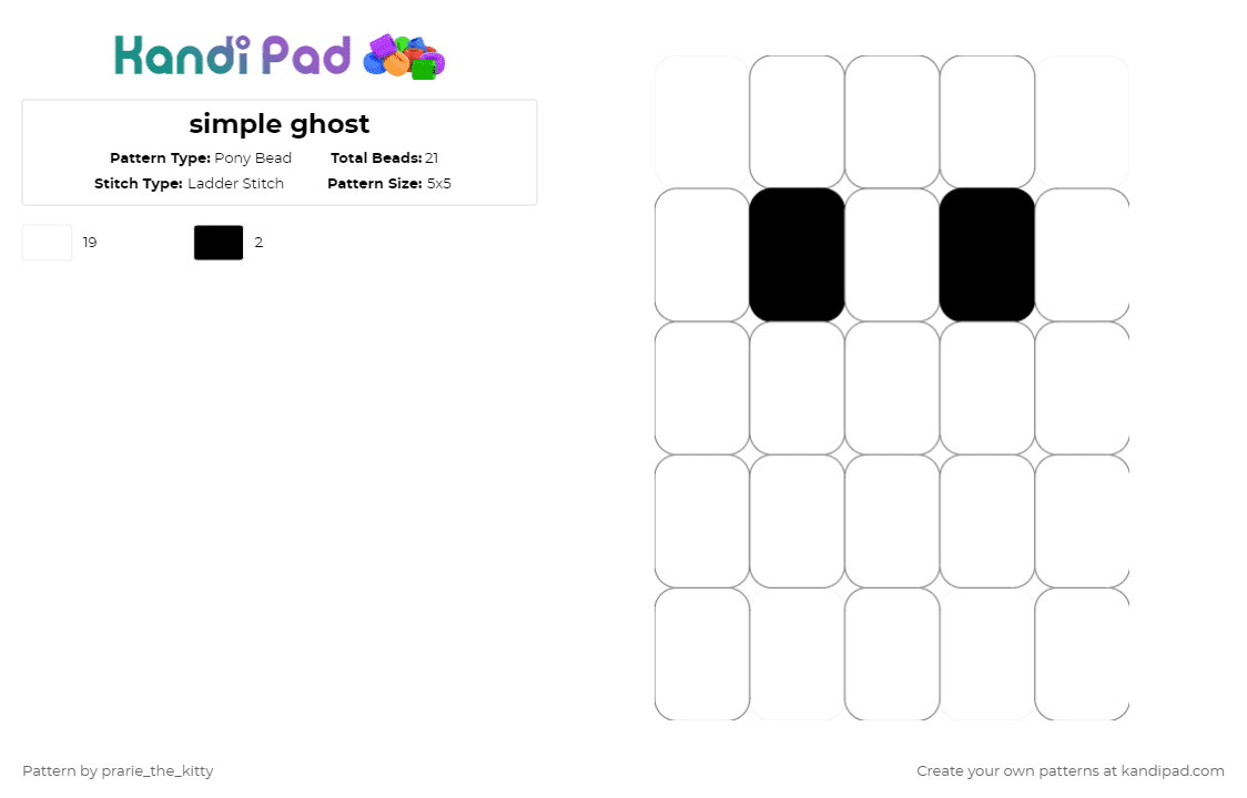simple ghost - Pony Bead Pattern by prarie_the_kitty on Kandi Pad - white