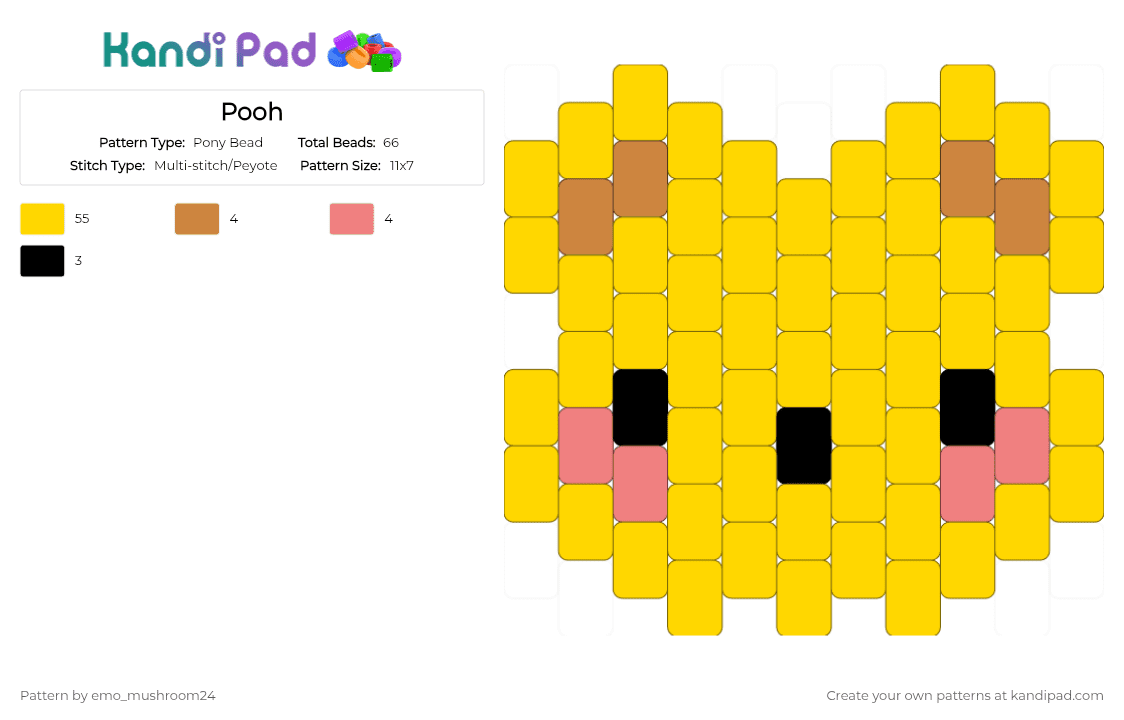 Pooh - Pony Bead Pattern by emo_mushroom24 on Kandi Pad - yellow