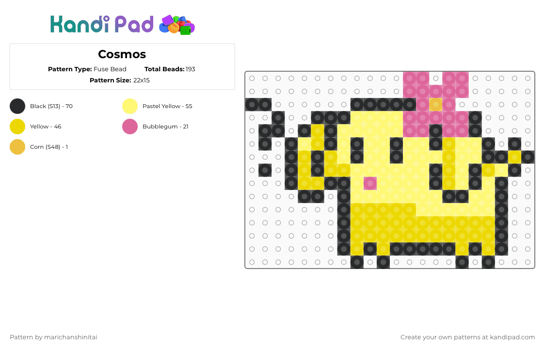 Cosmos - Fuse Bead Pattern by marichanshinitai on Kandi Pad - yellow,dog,oc,kawaii