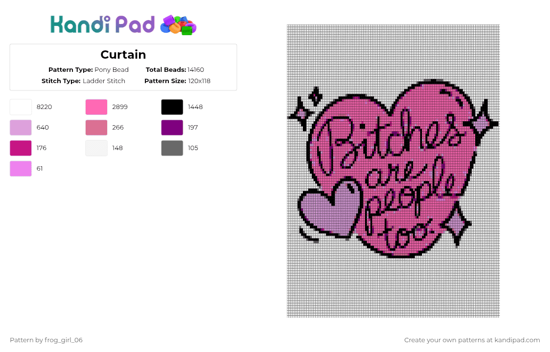 Curtain - Pony Bead Pattern by frog_girl_06 on Kandi Pad - white,pink